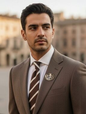 Stylish Striated Agate Style Sepiatone Brooch